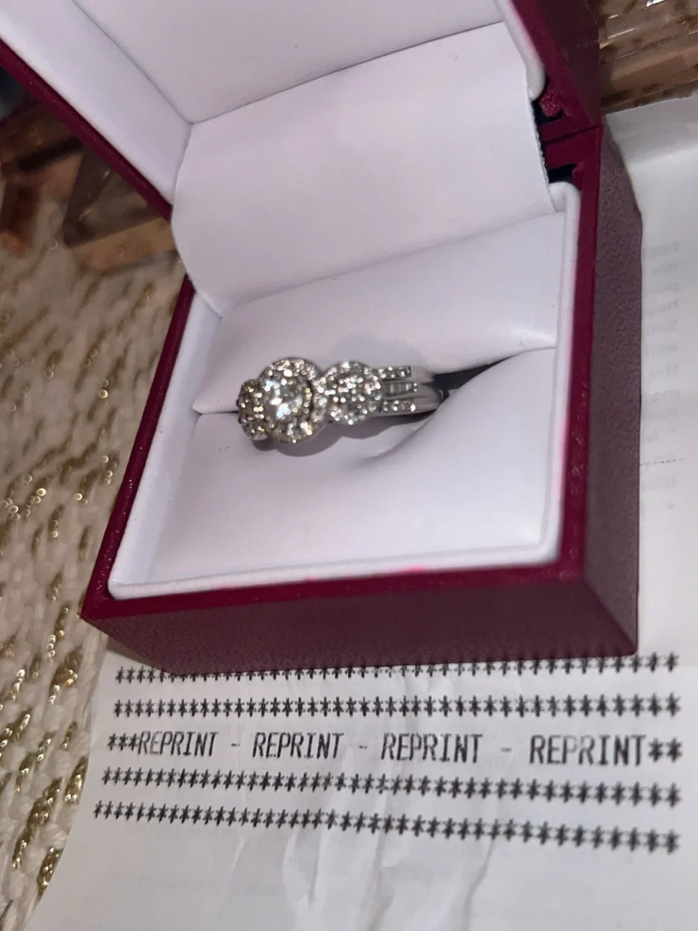 Classic Silver-Tone Double Halo Diamond Ring - White